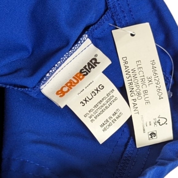 SCRUBSTAR Core Essentials Stretch Drawstring Four Pocket Scrub Pant 3XL Blue - Picture 9 of 9